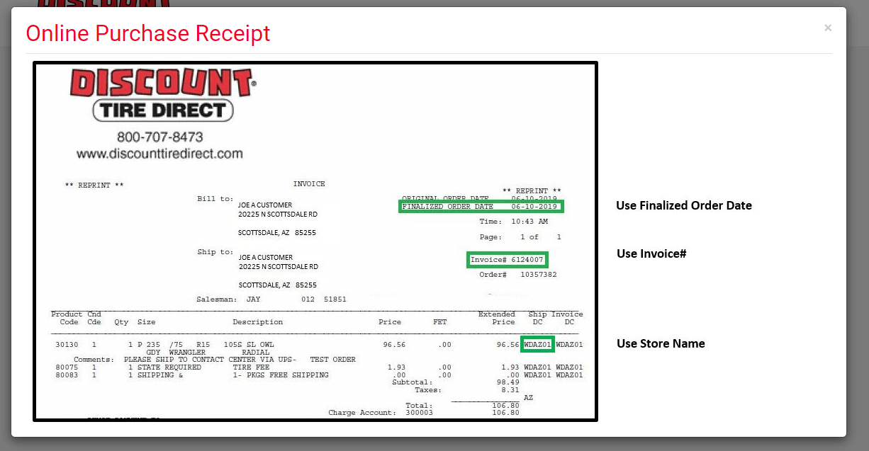 Discount Tire Receipt Template