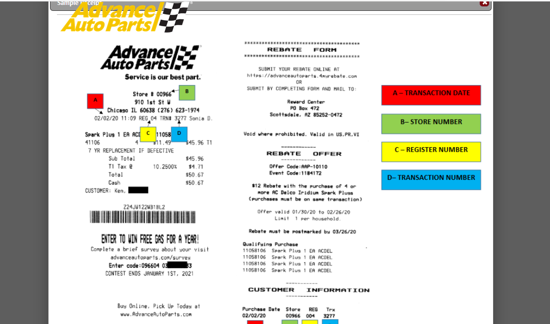 Advance Auto Parts Rebate Mailing Address