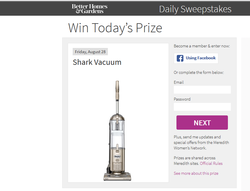 Better Homes and Gardens daily sweepstakes