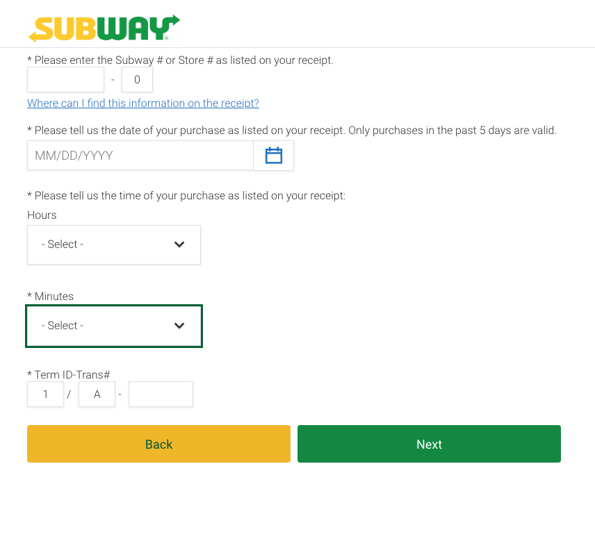 www.TellSubway.com survey help
