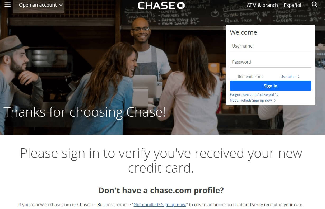 Chase Verify Card