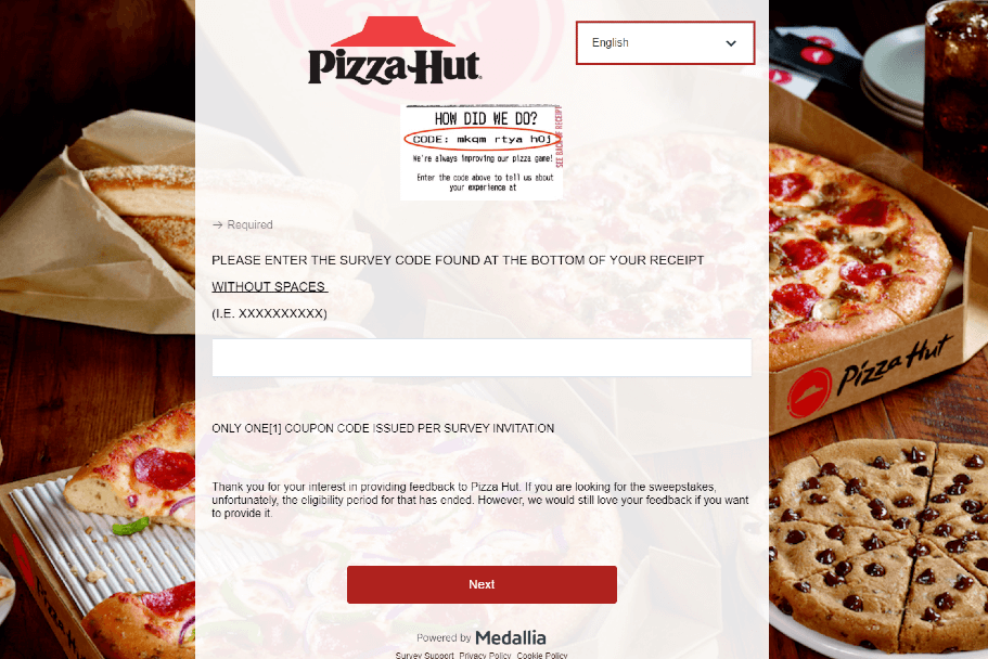 Tell Pizza Hut survey